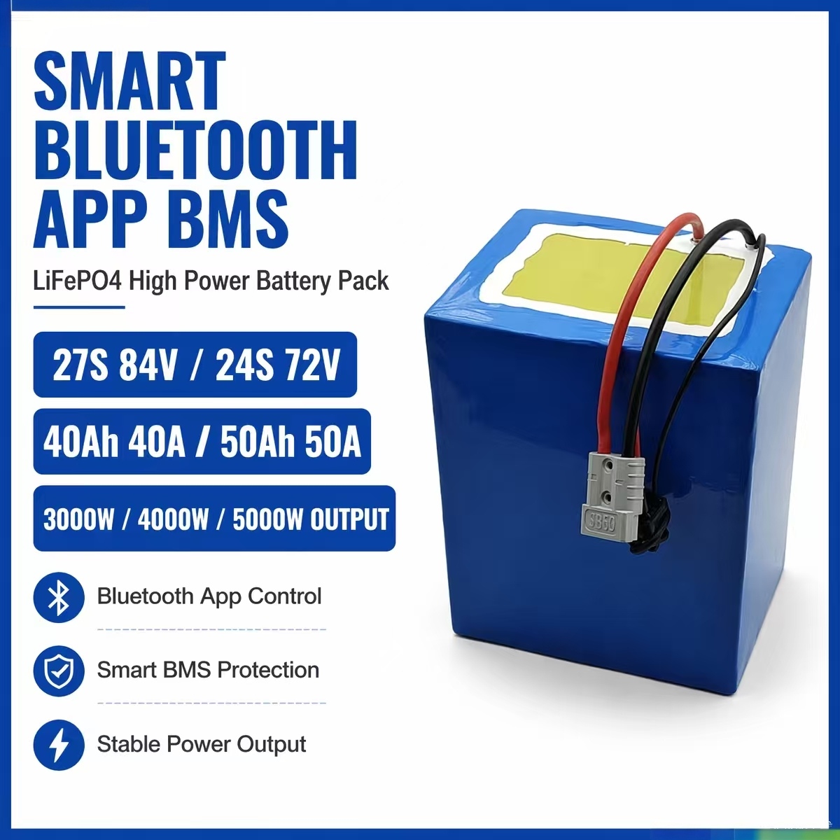 84V 50A Smart Bms Bluetooth - Литиевая батарея LiFePo4 27S 84V 24S
